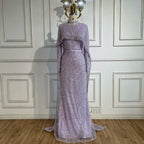 Muslim Long Cape Dubai Crystal Beaded Evening Gown LA72032M