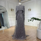 Muslim Long Cape Dubai Crystal Beaded Evening Gown LA72032M