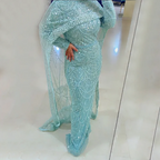 Muslim Long Cape Dubai Crystal Beaded Evening Gown LA72032M
