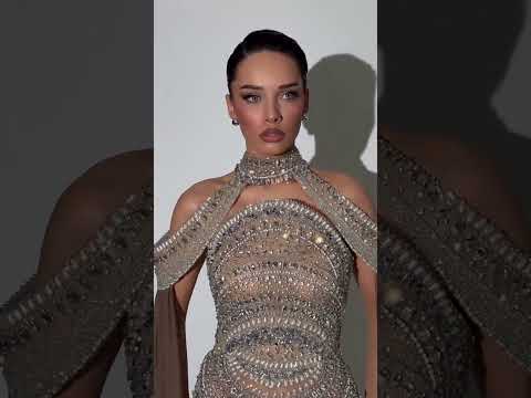 Luxury Caramel Kosovo Beaded Evening Dress with Cape LA73344