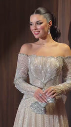 Beige Tulle Evening Gown video